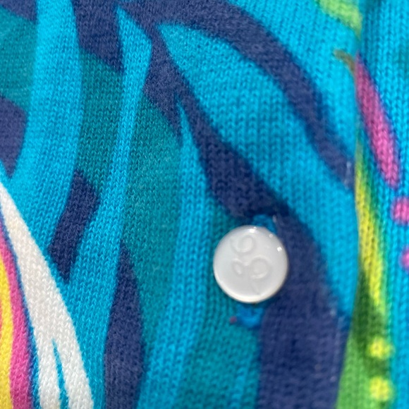 Lilly Pulitzer Cotton Button Up Cardigan Sweater Blue Multicolor Swirl Design M - Picture 9 of 11